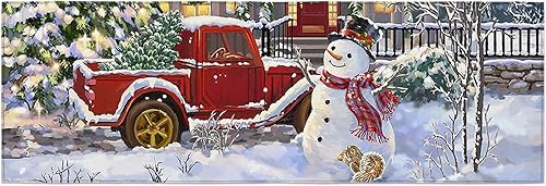 Miniatura 1 de Juego de 1 alfombras y tapetes de cocina de Navidad, diseño de muñeco de nieve, camión, copo de nieve, árbol de Navidad, tapete para fregadero de