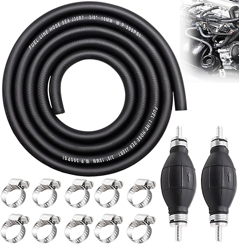 Taiss Manguera de línea de combustible para motor de barco de 6 pies con diámetro interior de 38 pulgadas (0.394 in), con 2 bombas de imprimación de