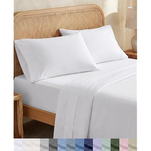 California Design Den 100% Organic Cotton Twin Sheets, 3 Pcs, Bright White