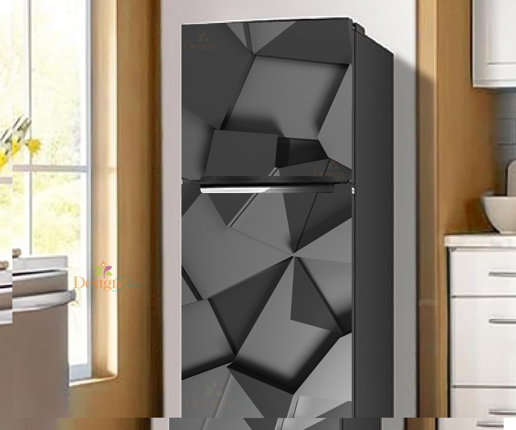 Black 3D Fridge Door Sticker - Vinyl Decal -6