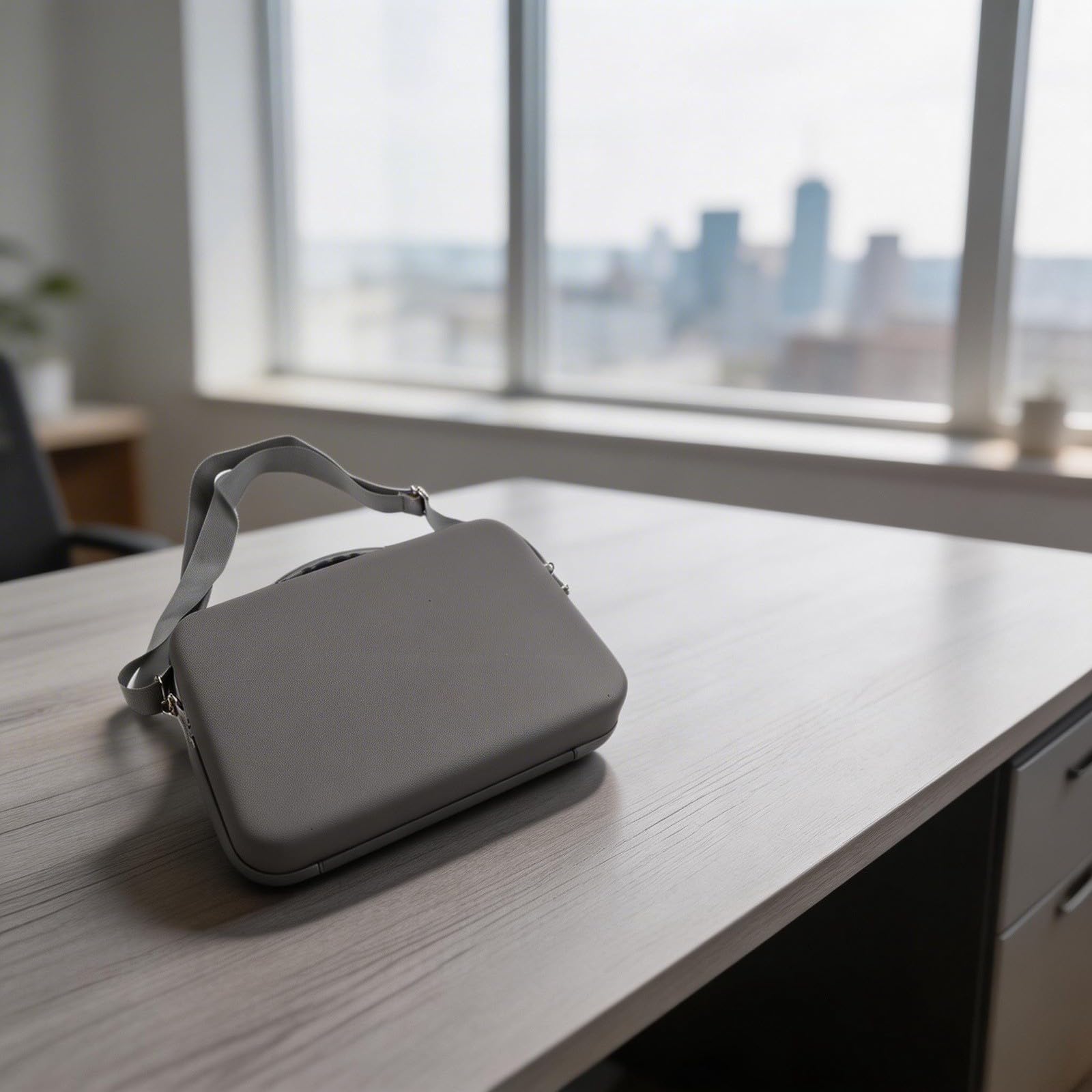 Bolsa de transporte para DJI para Mini 5 Pro, bolsa de almacenamiento de material de poliuretano en gris, funda compacta con compartimentos para accesorios, baterías y cables, dimensiones 35,5 x 9,2 x