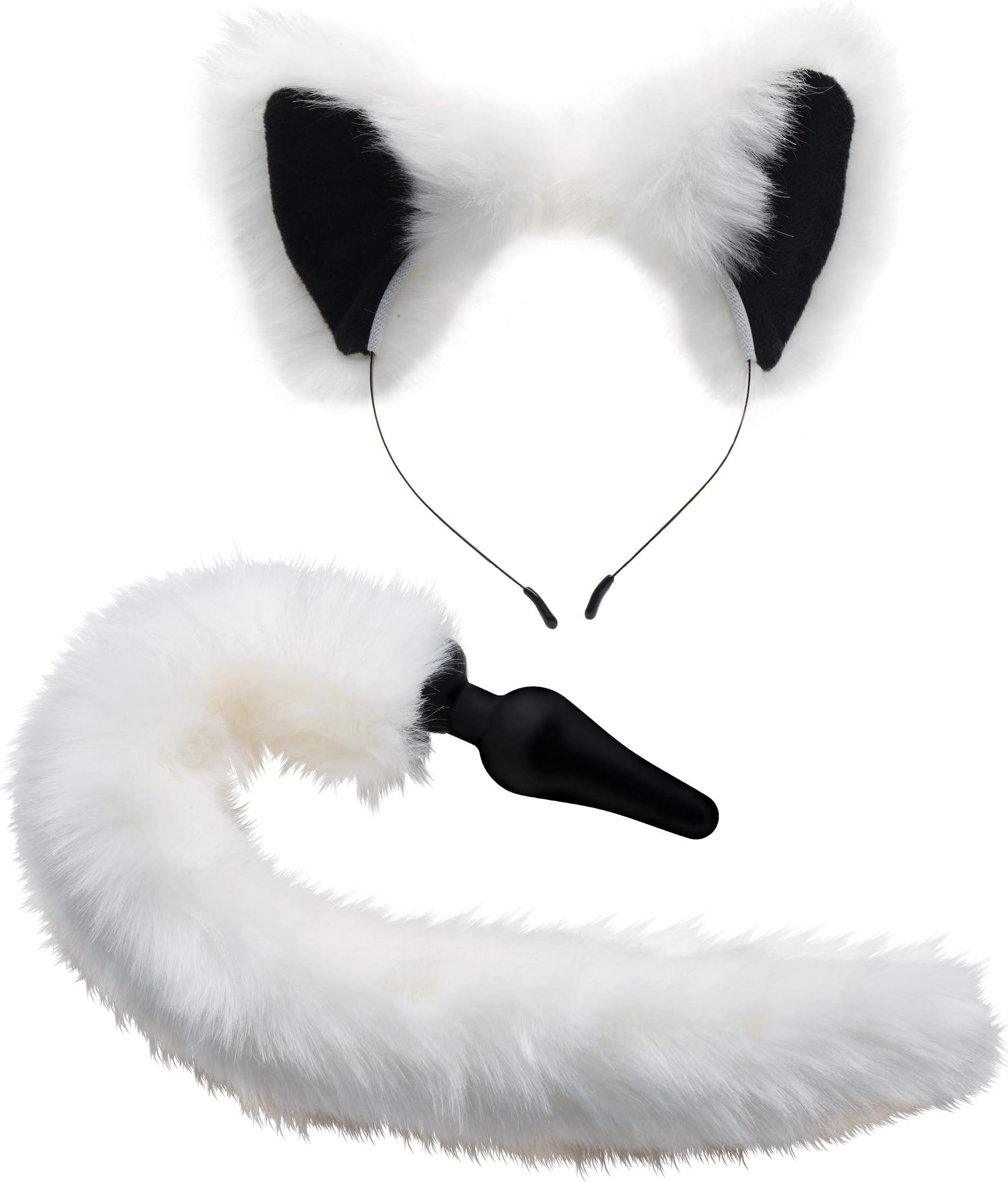 Tailz White Fox Tail Anal Plug and Ears Set