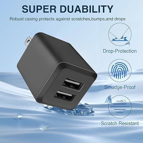 Miniatura 5 de Cargador de pared USB, bloque de carga, cargadores de cubo USB de doble puerto, adaptador de corriente, caja de enchufe de carga de ladrillo para