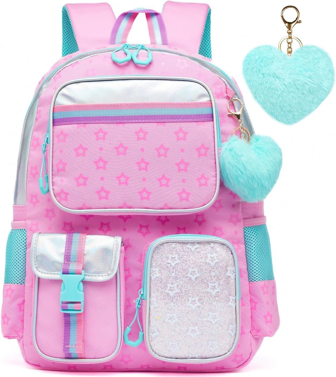 Meetbelify Pink Aesthetic School Backpack for Girls and Teens