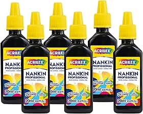 KIT 6 TINTAS NANKIN PROFISSIONAL PRETO