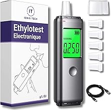 Electronic Breathalyser - USB Rechargeable - Clear g/L Display, Quick Result, LCD Display - Compact & Portable - Hygienic Tips - Alcohol Test - Personal Breathalyzer