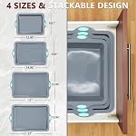 To encounter Set de casseroles en silicone, 4 Pièces Assortiment antiadhésif avec casseroles, feuilles de cuisson, feuilles à biscuits, casserole avec cadre renforcé en métal Plus de force, gris clair