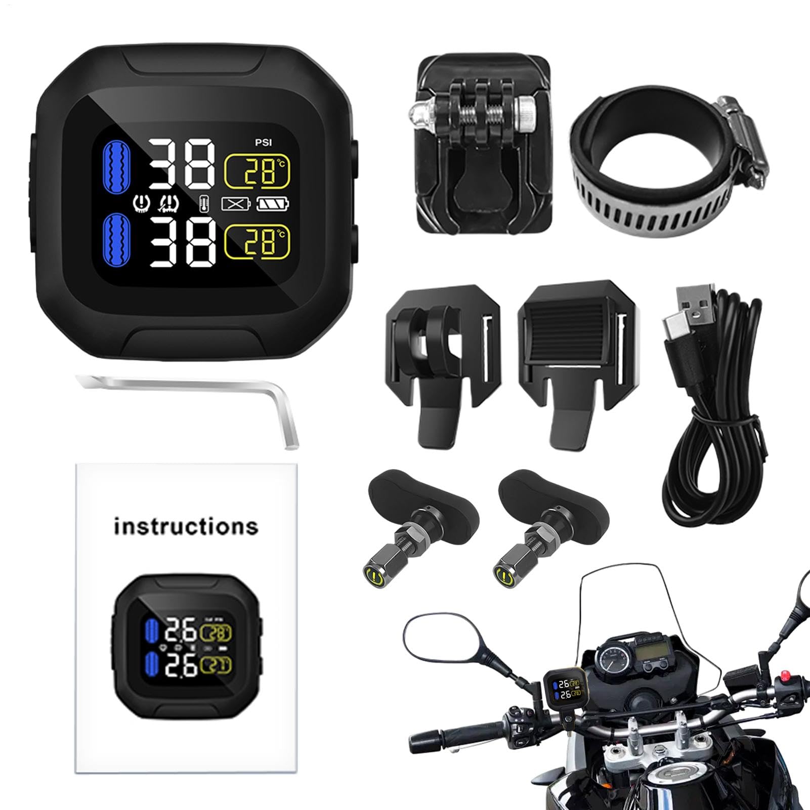 Di Monitoraggio Della Pressione Dei Pneumatici Solare, Di Monitoraggio Della Pressione Dei Pneumatici Per Moto, Di Monitoraggio Della Pressione Dei Pneumatici USB Solare | TPMS I