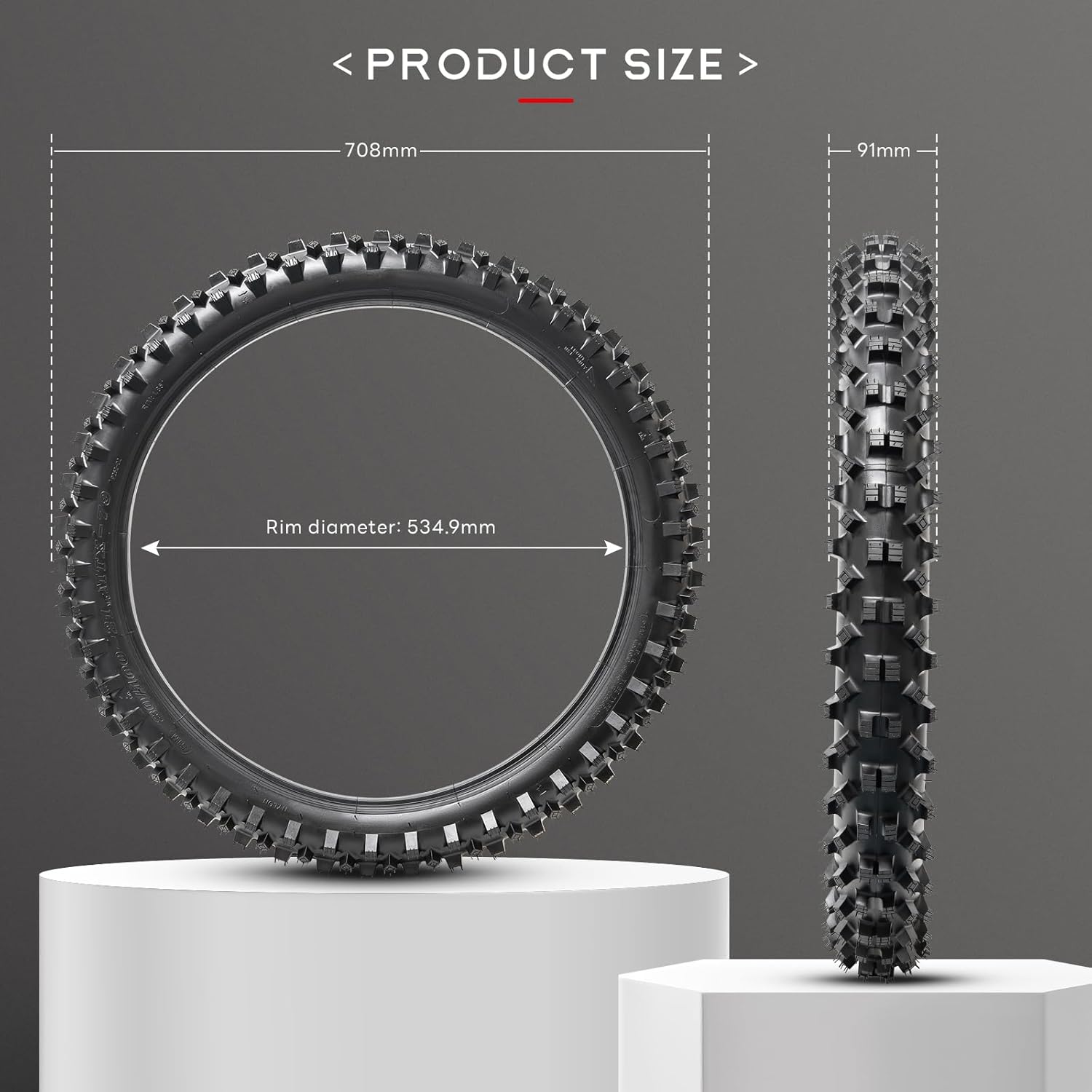80/100-21 (4PR TT) 51M Dirt Bike Front/Rear Tire and Heavy Duty Inner Tube Compatible with 80/100-21 Off Road Pit Bike/Motorcycle Tire (P-262)