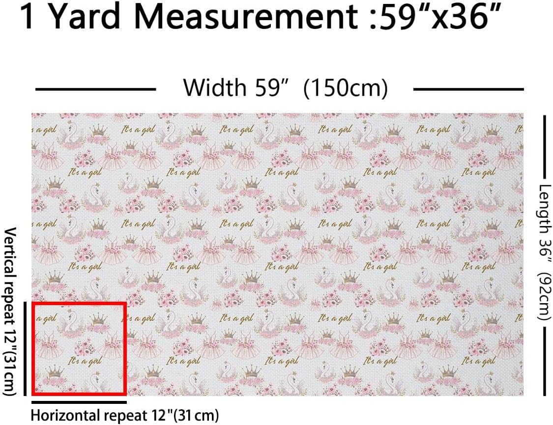 White Swan Fabric by The Yard Gradient Pink Ballet Dancing Dress Fabric for Upholstery and Home DIY Projects Watercolor Romantic Pink Rose Floral Fabric for Chairs Curtains Lamp Shade,2 Yards