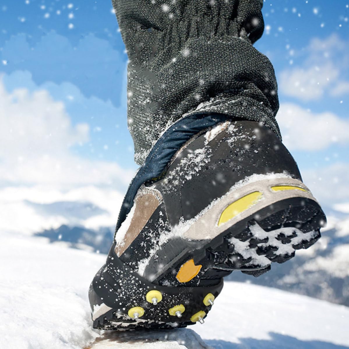 Crampons à Glace pour Chaussures, 2 Paires, Tpe, Noir, Antidérapants | Bottes et Chaussures, Usage Neige et Glace, Pliables, Portables, pour Hommes et Femmes