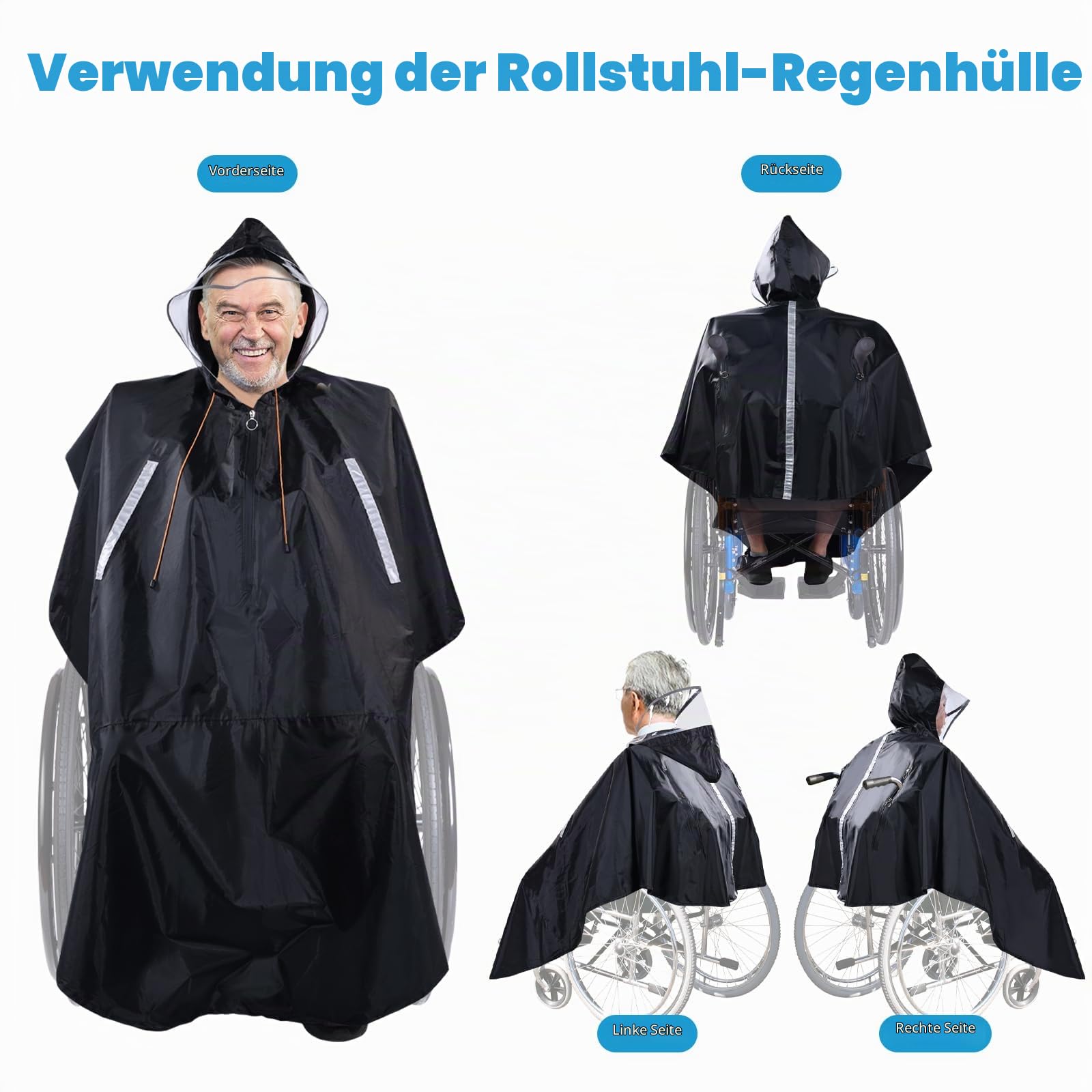 Rollstuhl-Poncho-Regenschutz für Erwachsene