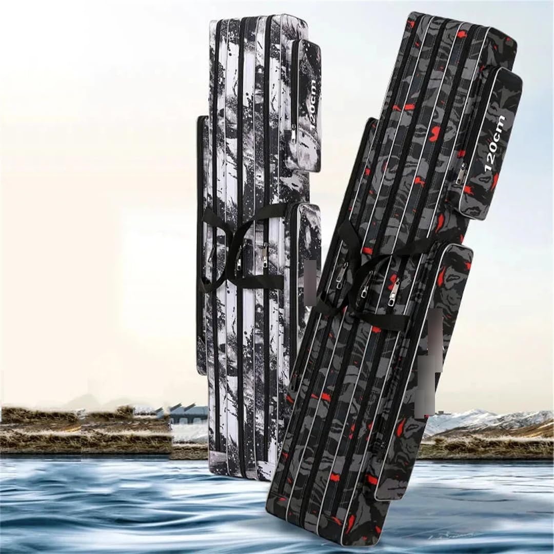 Suwequest Borsa di immagazzinaggio dell'attrezzatura da pesca 120 125 130CM ispessito impermeabile multifunzionale borsa da pesca 2/3 strati borsa per canna da pesca, 3 strati 120 cm2