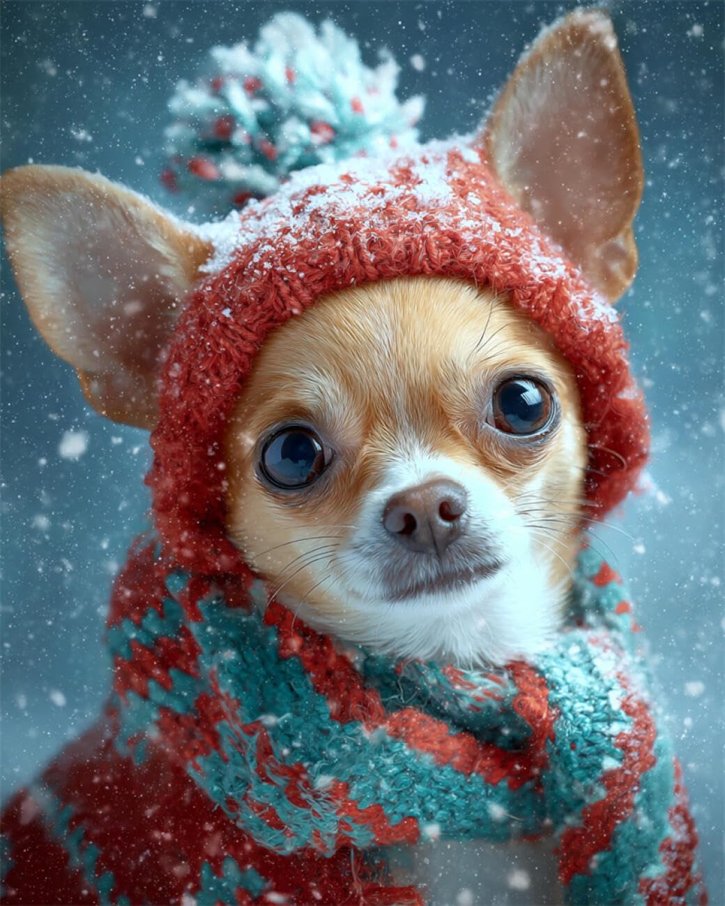 RKFLGEW DIY Embroidery Set Cartoon Chihuahua 40x50cm