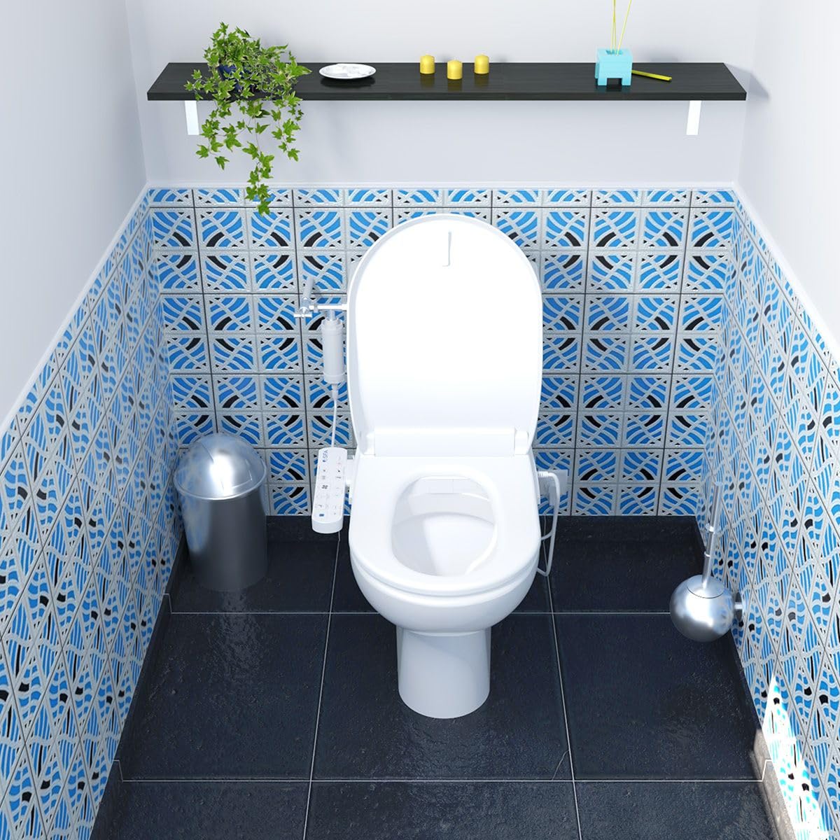 SFA - Saniseat - Abattant Déclipsable Pour WC - Lavant Et Séchant - Douchette Double Buses Et Ventilateur Air Chaud - Nettoyage Automatique - Compatible Cuvettes Standards - Made In France