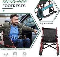 Vista 6 de Magshion Silla de ruedas de transporte plegable para adultos de 250 libras, silla de transporte ligera para personas mayores, silla de ruedas