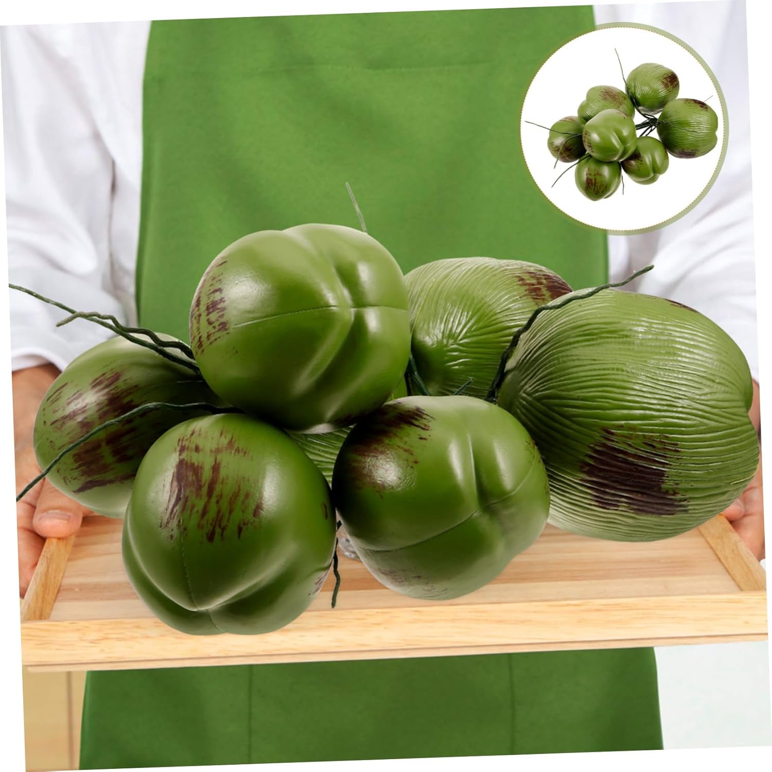 1 Bunch Artificial Lifelike Coconuts Prop Plastic Simulation Fruit Decoration for Hawaiian Luau Wedding Party Home Garden Office