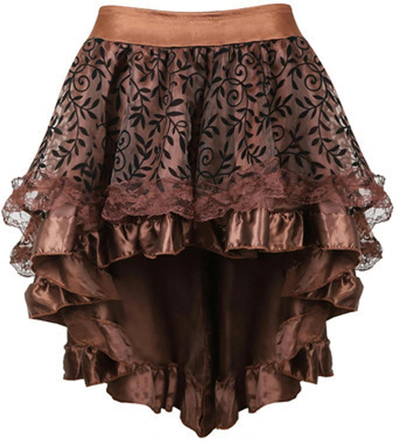 Costume burlesque avec corset en dentelle et jupe marron pour festival steampunk