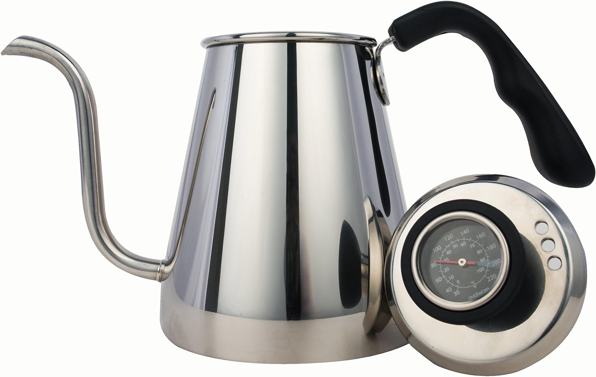Meelio Pour Over Coffee Kettle and Tea Kettle 1L with Built-in Thermometer -Stainless Steel 18/8 Drip Kettle with Precision Gooseneck Spout for Home Brewing, Camping and Traveling