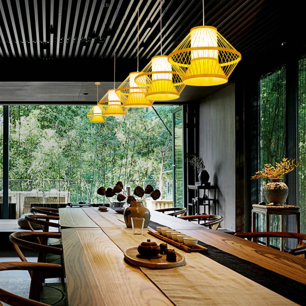 Nowa Wisząca Lampa W Stylu Chińskim Do Dekoracji Domu Klasyczna Lampa Wisząca Z Bambusa Spersonalizowana Lampa Sufitowa Z Wikliny Kopuły W Kolorze Podstawowym Do Restauracji