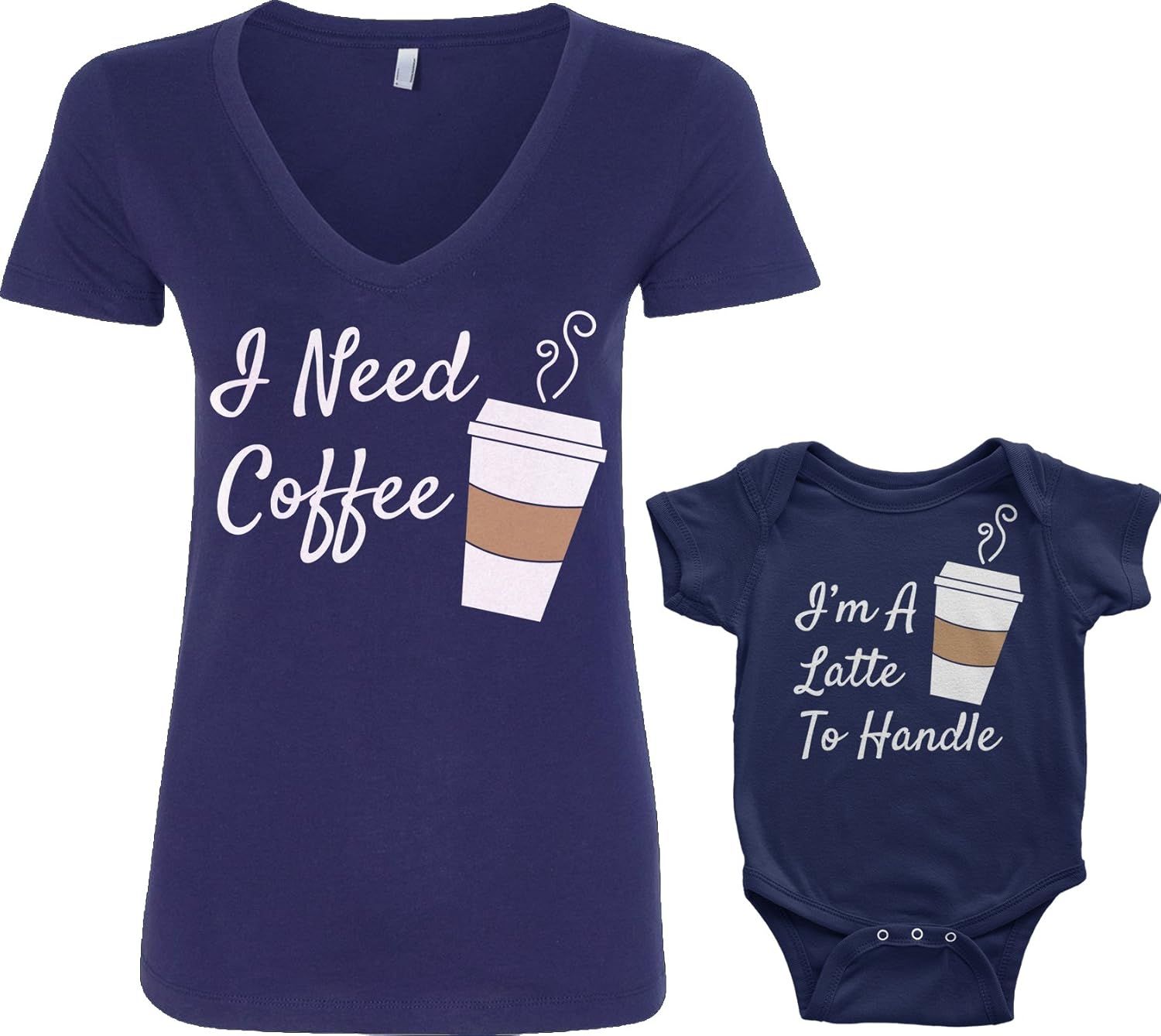 Threadrock Coffee & Latte Infant Bodysuit & Women's V-Neck T-Shirt Set