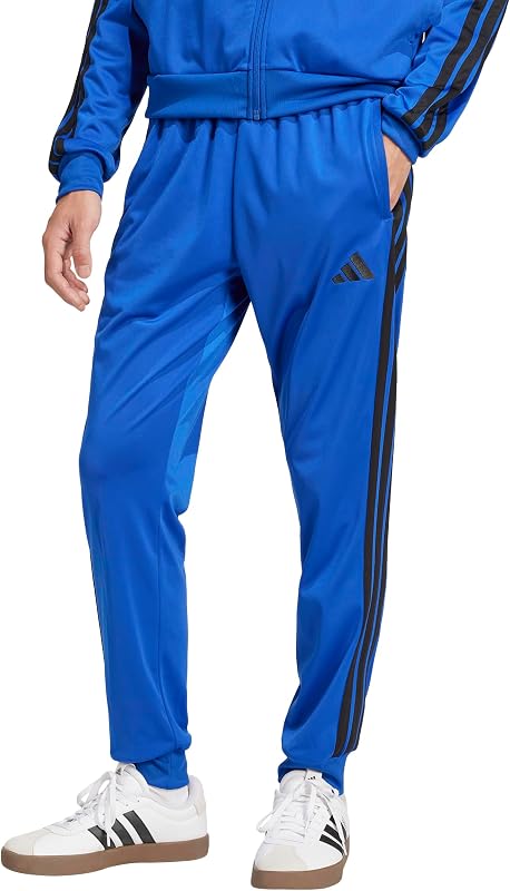 adidas Mens 3-Stripes Tricot Regular Tapered Sportswear Track Pants, Team Royal Blue, Large