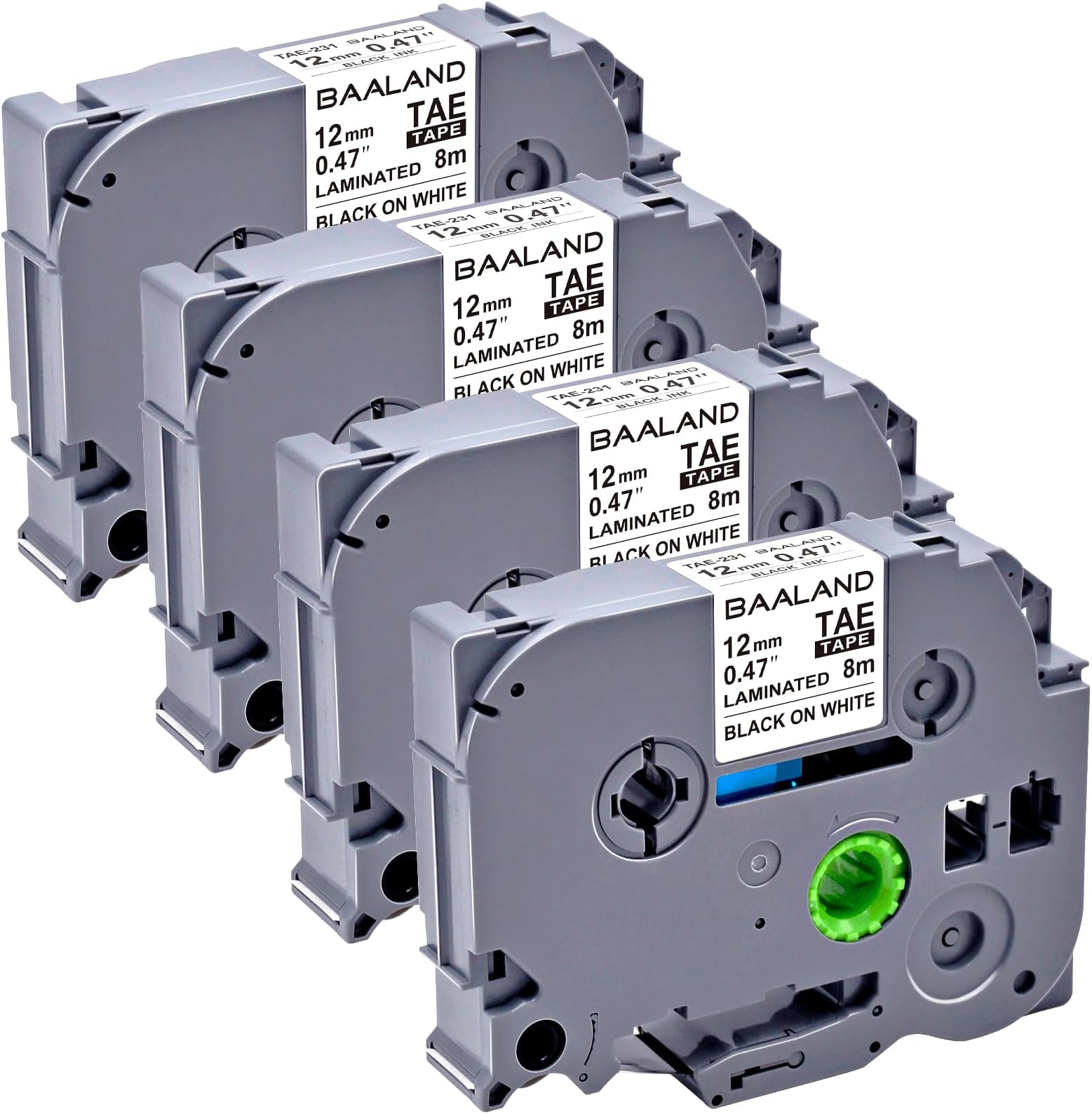 Label Maker Tape Replacement for TZe-231 Brother TZe Tz Tape 12mm 0.47 Laminated White P Touch Label Tape for Brother Label Maker PT-D210 PT-D220 PT-H110 PT-400 DPT-D600 8m (26.2 ft), 4-Pack