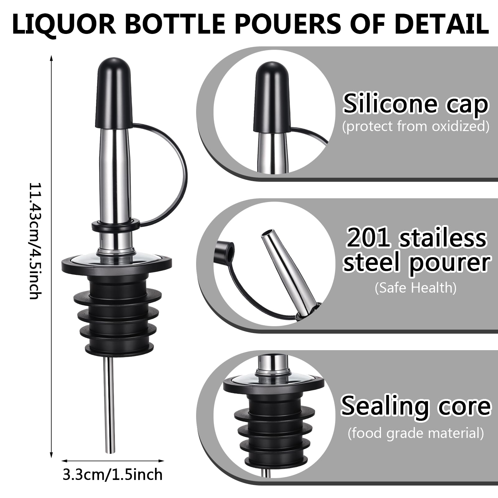 Paquete de 48 boquillas de vertido de licor, boquilla de vertido para botellas de licor con tapones, boquillas higiénicas de velocidad de alcohol aptas para lavavajillas, boquillas de vertido