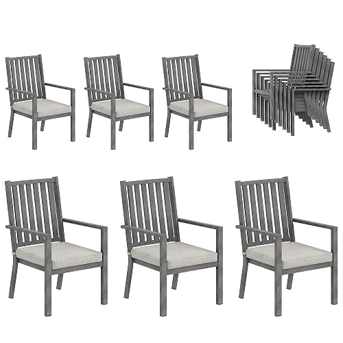 Patio Dining Chair Set of 6, Aluminum Outdoor Dining Chairs