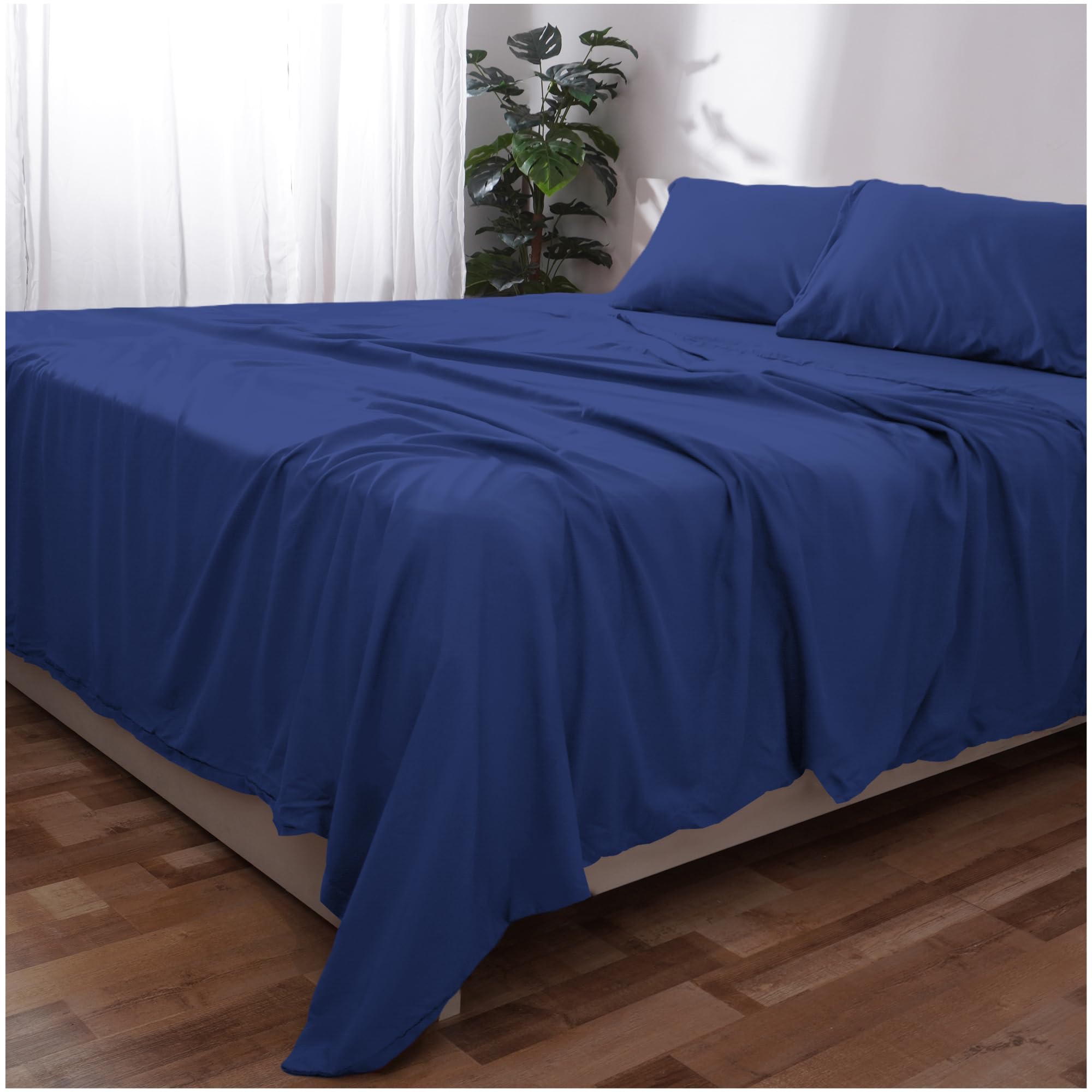Novo Home Double Bed Sheet Set (Royal Blue) – Soft Brushed Microfiber Bedding with Flat Sheet, Fitted Sheet & Pillowcases – Deep Pocket, Fade Resistant, Easy Care