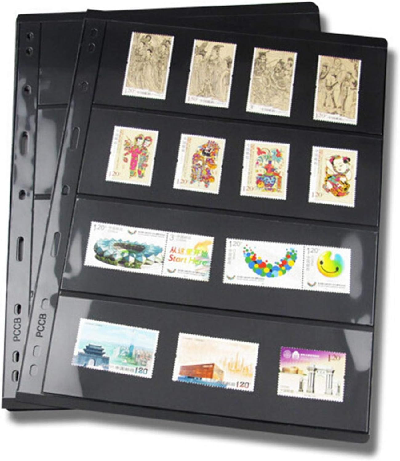 GCDN Stamp Pages for Stamp Album Binder, Double Sided Stamp Inners for