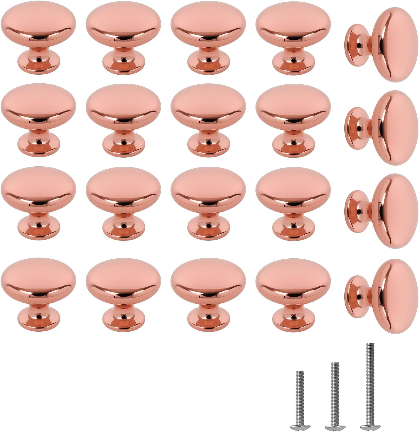 Gold Drawer Knobs Polished Chrome Cabinet Hardware Round Mushroom Gold Cabinet Knob Pull Handle 30mm/1.18" for Kitchen Cupboard Furniture Chest Door Dresser Bathroom (4pack)