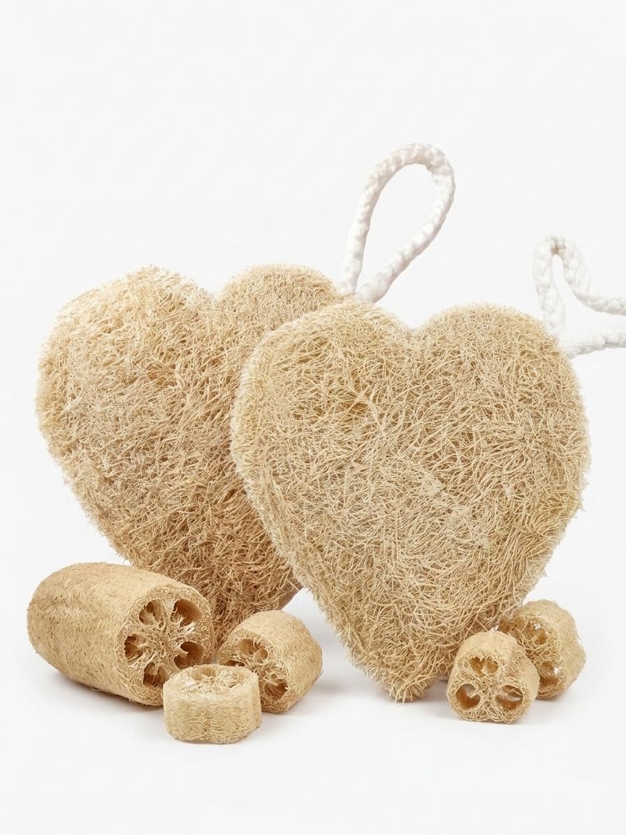 Heart-Shaped Natural Loofah Body Scrubber – 100% Organic & Biodegradable Plant-Based Exfoliating Pad for Shower, Bath & Kitchen– Eco-Friendly Sponge Gourd Skin Scrubber with Cotton Hanging Loop – Purely Inspired by Nature | Pack of 2-picture-35