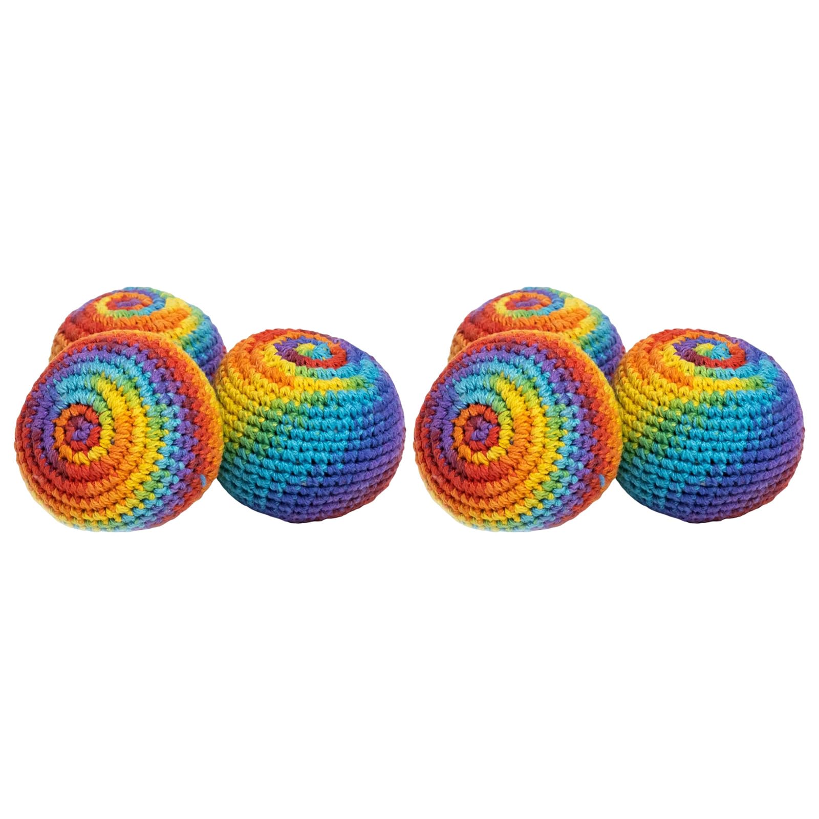 3/6/9 Stück Handgehäkelte Hacky Balls aus Premium-Baumwolle, Hacky Footbags,Hacky Sack Ball,Footbag, Hackisack Bälle, Kickbälle, Jonglierbälle,Regenbogenfarben