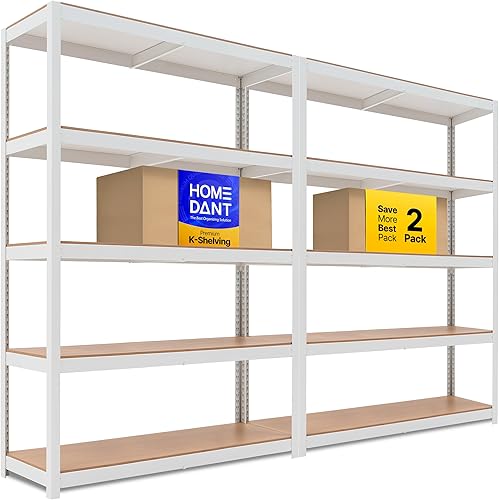 HOMEDANT House Unidad de Estantería de Metal Laminado de 5 Niveles Estante de Almacenamiento Ajustable Rack Utilitario Estantes de Servicio Pesado