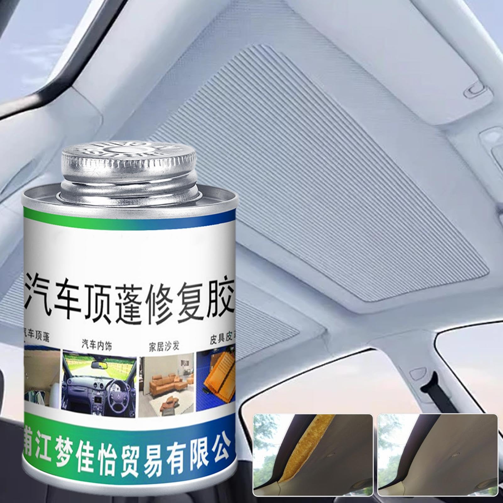 Colla Per Riparazione Tetto Auto 100 Ml, Adesivo Universale Per Tessuto E Pelle, Con Pennello, Resistente Da -35°C A +120°C, Per Cielo Auto E Tappezzeria