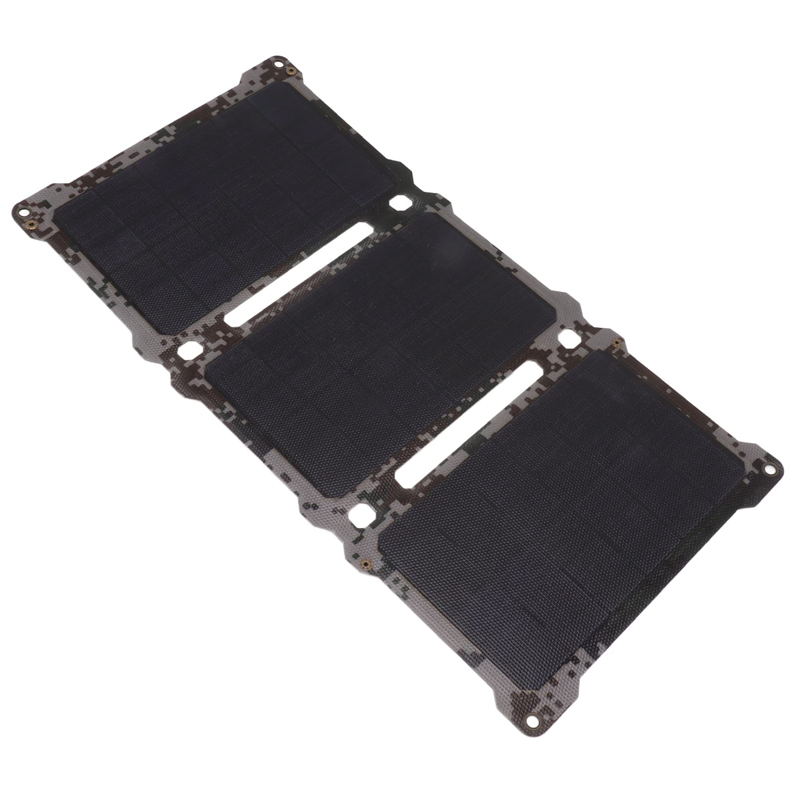 Panel Solar Plegable de 30 W, Cargador Solar Monocristalino Portátil con Puertos USB Tipo C y CC para Camping, Senderismo, Uso Al Aire Libre (Estampado de Camuflaje)