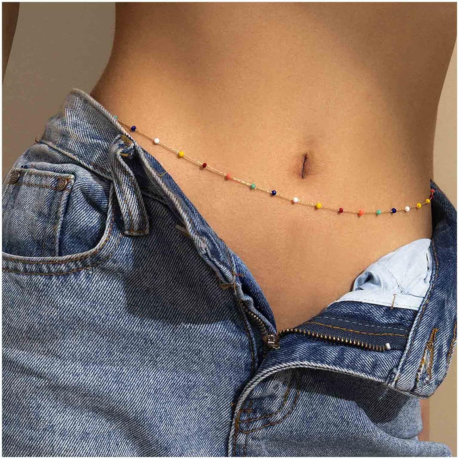Collana Lunga Vintage Boho A Strati Con Perline Bianche E Catena Minimalista, Gioiello Per Donna