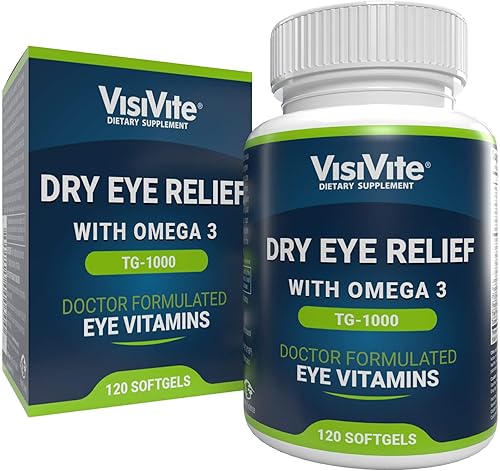 Alivio de ojos secos 1000 vitaminas para los ojos - Vitaminas para ojos secos con suplemento Omega 3 - Fórmula hidroptica para ojos secos con ojos