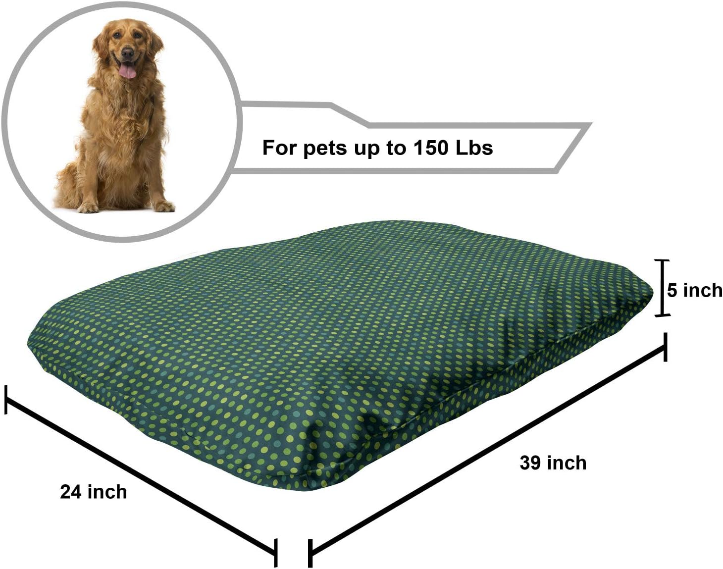 review Lunarable Abstract Pet Bed, Monochrome Polka Dots Graphic Geometric Symmetrical Rounds Pattern, Chew Resistant Pad for Dogs and Cats Cushion with Removable Cover, 24