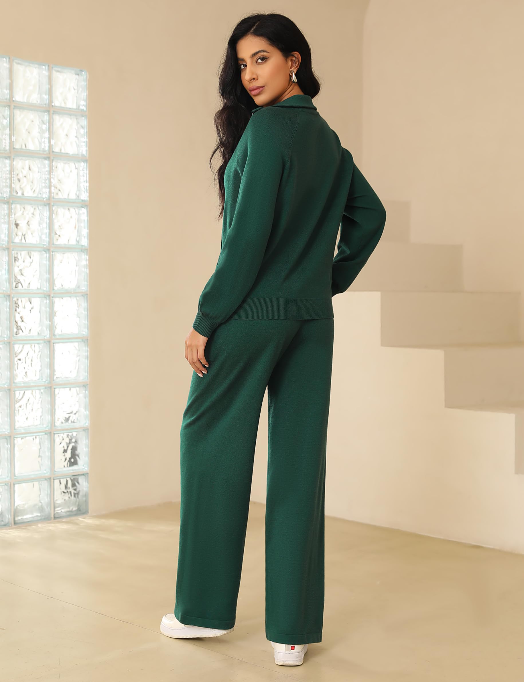 Totatuit Tuta Donna Completo 2 Pezzi Mezza Zip，Tuta da Ginnastica Due Pezzi Jogging Donna con Felpa a Maniche Lunghe,Pantaloni a Gamba Larga, Completo Sportiva Casual per Relax, Casa e Tempo Libero
