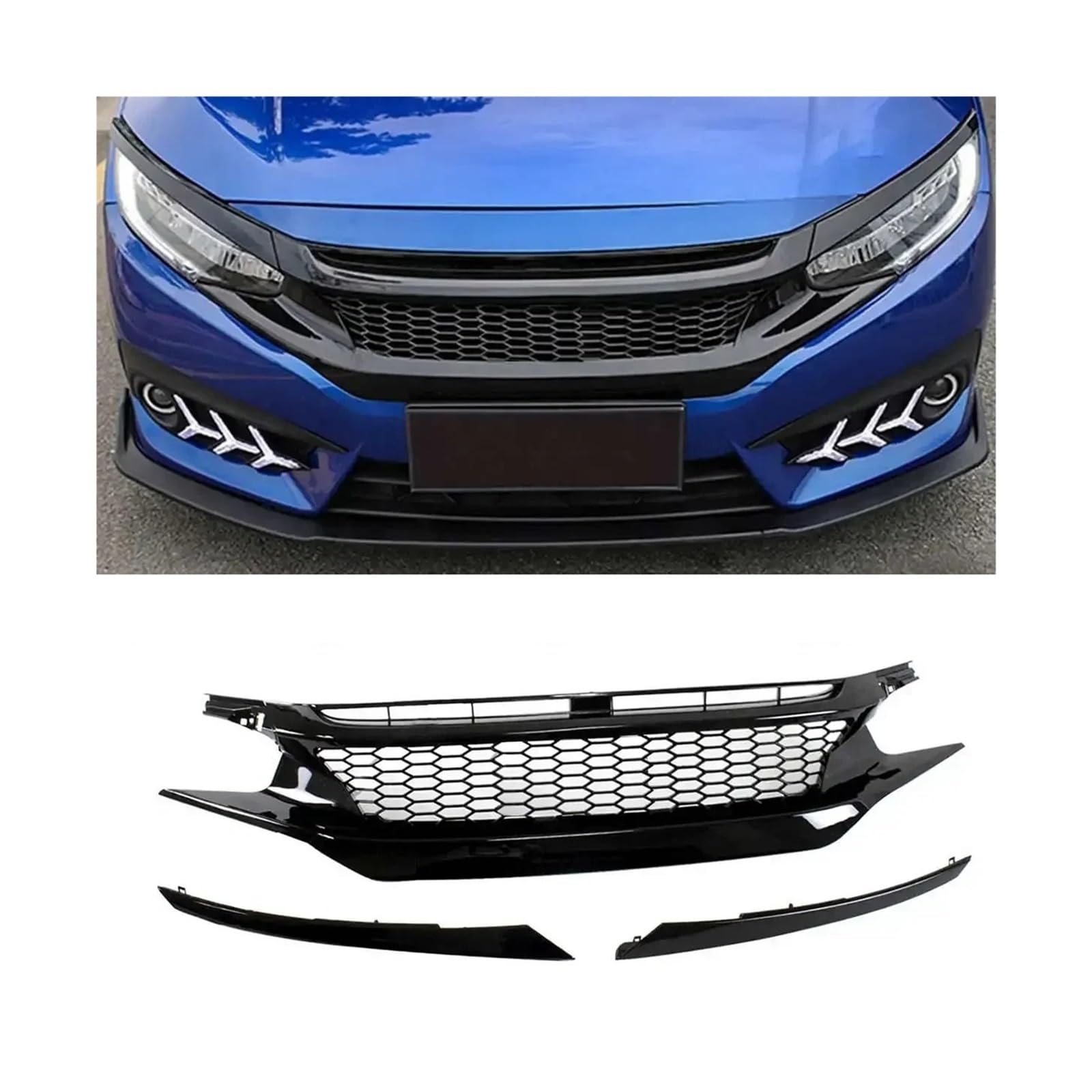 Amazon.co.jp: グロスブラックフロントスポーツスタイルメッシュグリル