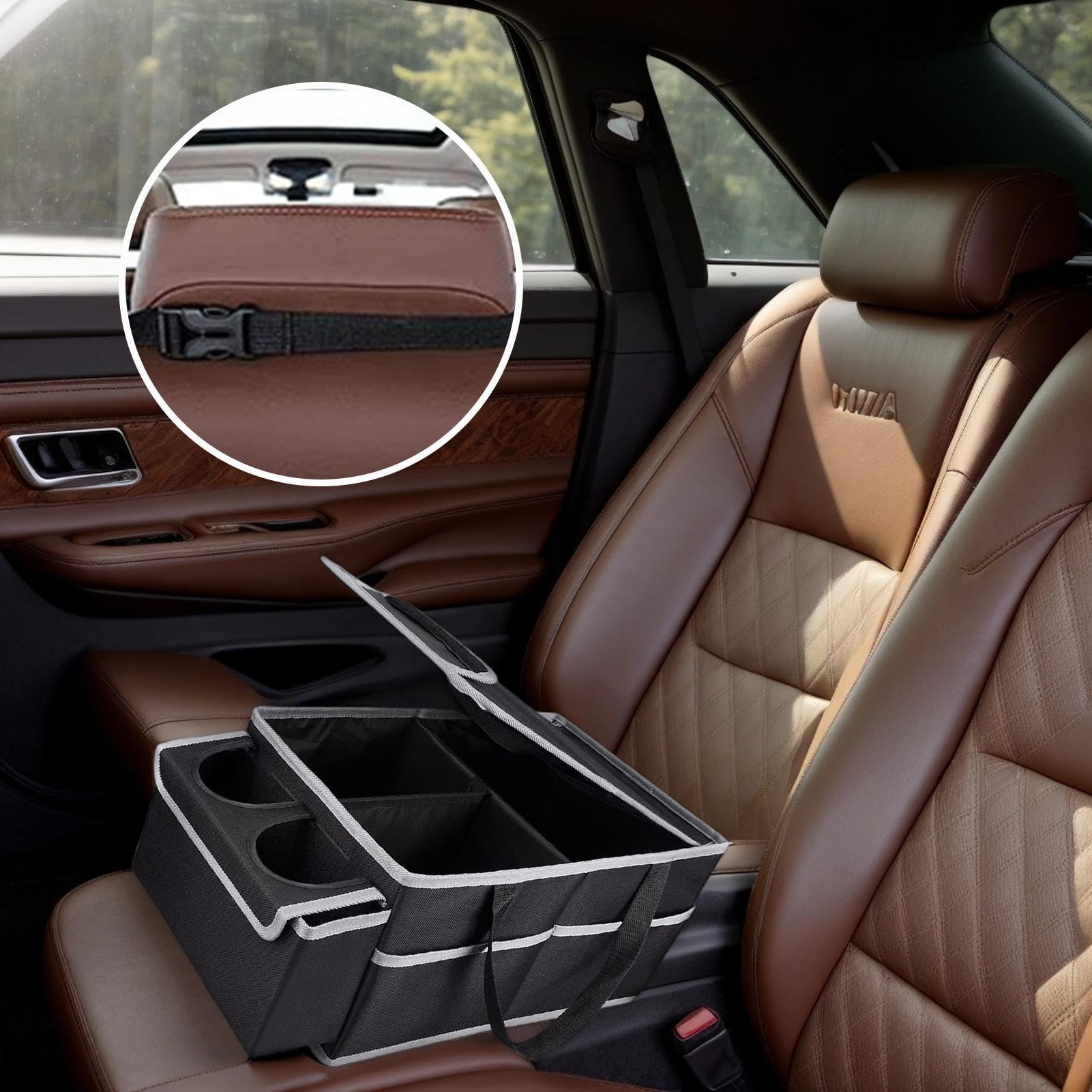 Organizer Da Sedile Passeggero Auto Molteplici Scomparti, Portabicchiere | Organizer Per Bagagliaio Auto Design Pieghevole Per Bagagliaio, Camion, Campeggio, Viaggio, Carico, Attrezzi, Interni
