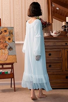 100s antique nightdress アンティークドレス ブラウス HEARTTOUCH Women's Vintage Victorian Nightgown Girls Long
