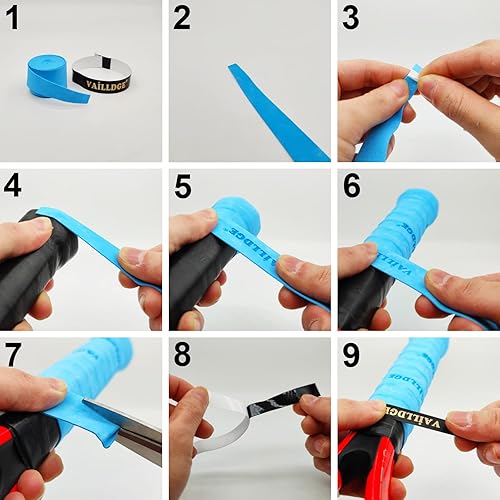 Miniatura 4 de Cinta de agarre para raqueta de tenis, cinta de agarre precortada de sensación seca que absorbe el sudor, agarre cómodo aterciopelado para raqueta