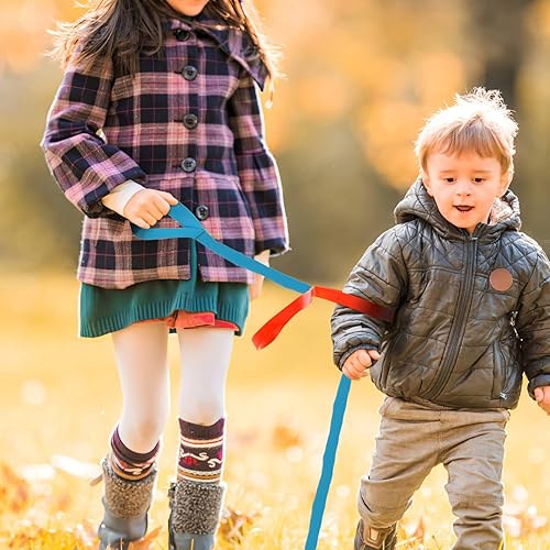 Miniatura 5 de Paquete de 2 cuerdas de seguridad para caminar cortas con 12 asas para niños preescolares y niños pequeños al aire libre, guardería, guardería,