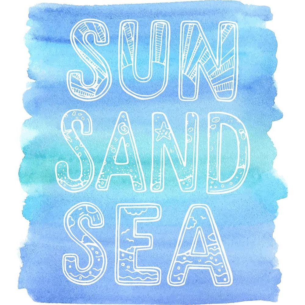 Pitaara Box Sun Sand Sea | Peel & Stick Vinyl Wall Sticker for Bedroom & Living Room | 16 x 17.9 inch (41 x 45 cms)