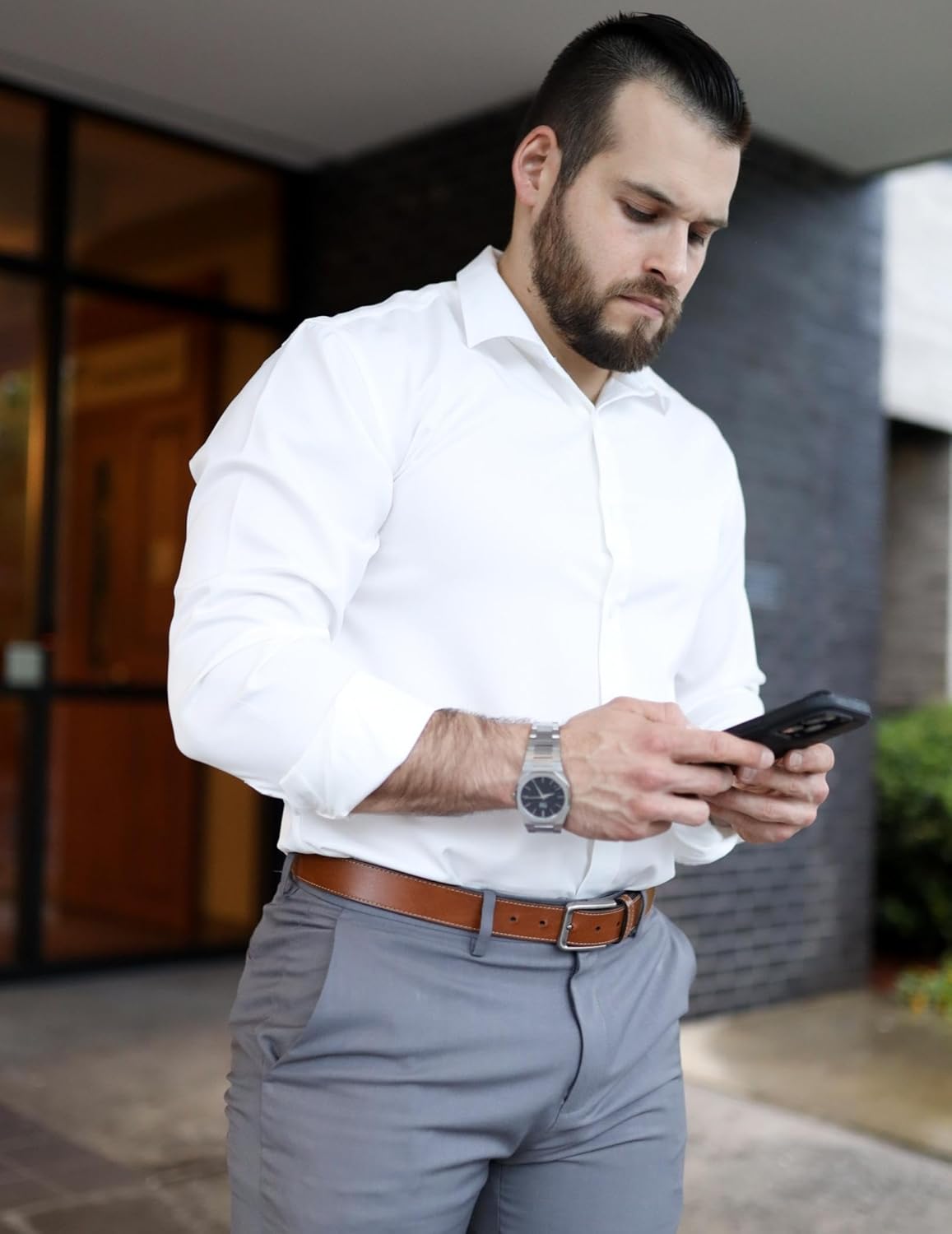 COOFANDY Mens Stretch Dress Shirts Long Sleeve Button Down Shirt Regular Fit Formal Business Wedding Shirts - Image 3