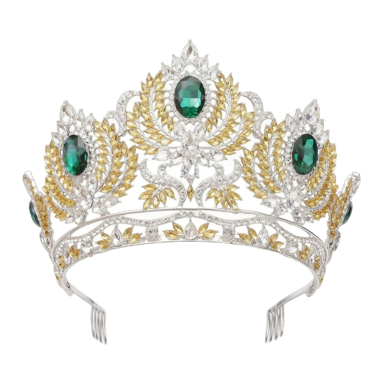 Corona Novia Dorada Corona Ornamental Elegante con Peinetas para Quinceañeras, Bodas, Style to 1
