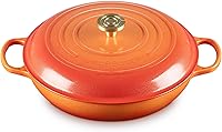 Vista 60 de Le Creuset Signature Cacerola de hierro fundido esmaltado, 3.5 cuartos de galón, color naranja (Flame)